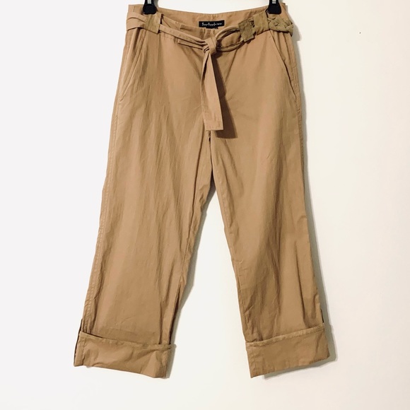 ECI New York Tan Capris Matching Suede Braid Belt - Picture 13 of 13